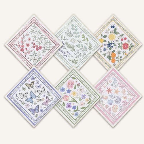 Shwing Swedish Dishcloths for Kitchen 6 Pack Vintage Floral Botanical Butterfly Reusable Paper Towels Kitchen Towels Dish Cloths for Washing Dishes Washable Quick Drying Absorbent Cleaning Cloths - color: Botanical Butterfly