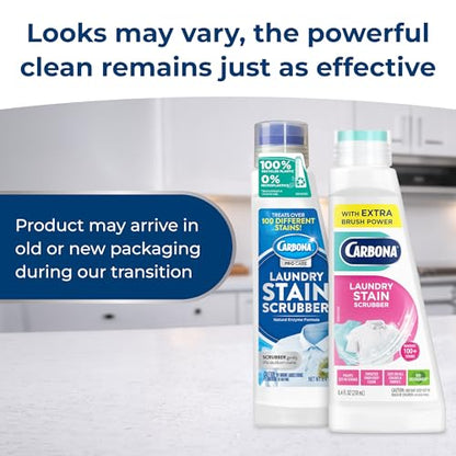 Carbona Laundry Stain Scrubber & Remover (8.4 Fl Oz), Extra-Strength Bio-Enzyme Formula, Brush-Top Applicator for Fiber-Deep Clean, Fast & Easy - size: 8.4 Fl Oz (Pack of 1)