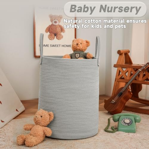 JMvicyroam 60L Cotton Rope Laundry Basket Hamper, Grey - color: Grey, size: 60L