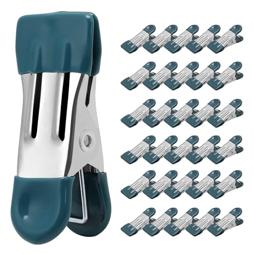 Clothes Pins Heavy Duty, 30 Pack, 2.17 Inch Metal Chip Clips, Dark Green - color: Dark Green