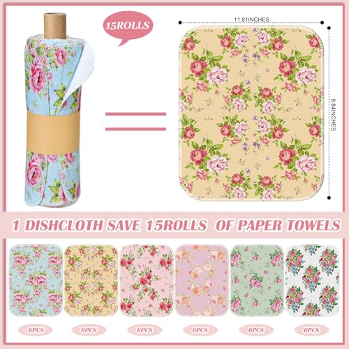 36 Pack Reusable Kitchen Cloths Cotton Towels, Countryside Flowers - style: Countryside Flowers