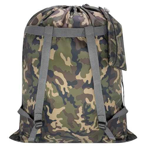 Laundry Bag Backpack, 27"x 34"Laundry Bag with Straps & Drawstring, Camo - color: camo