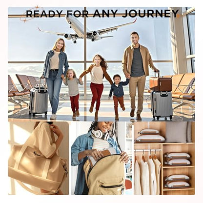 OlarHike 10 Set Compression Packing Cubes for Travel Essentials,Compressible Expandable Space Saver Bags for Organizing Clothes,Luggage Suitcase Garment Bags with Over 1000 pcs Mesh Holes(Brown) - color: Brown