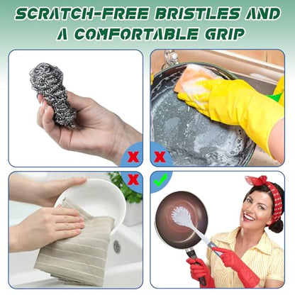 Hsei 30 Pcs Kitchen Scrub Dish Brush Bulk, Gray - color: Gray and White