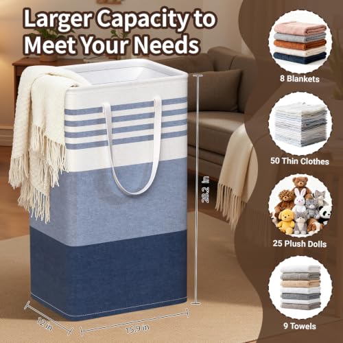 WOWBOX 2 Pack Laundry Baskets, Collapsible Dirty Clothes Laundry Hampers - color: Blue, size: 88L