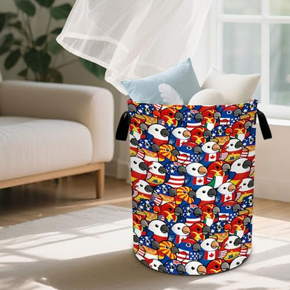 Parrot Laundry Basket Waterproof Laundry Hamper Foldable Laundry Bag with Handles for Bedroom, Bathroom, Office, Clothes Storage - color: Parrot