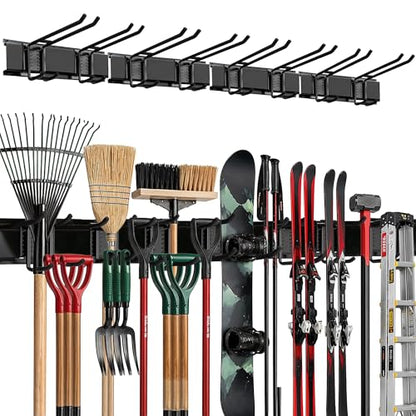 TIDYME Garage Wall Organizer, Shovel Holder Wall Mount, 64" Double Hooks - size: 64" (0 Shelves)