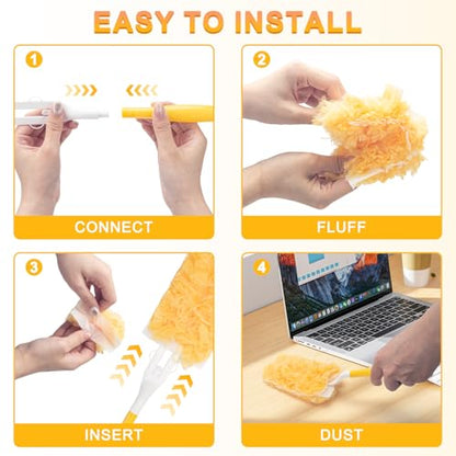 360° Heavy Duty Duster Refill Kit, 1Extended Handle 1Short Handle 30Refills - color: Orange