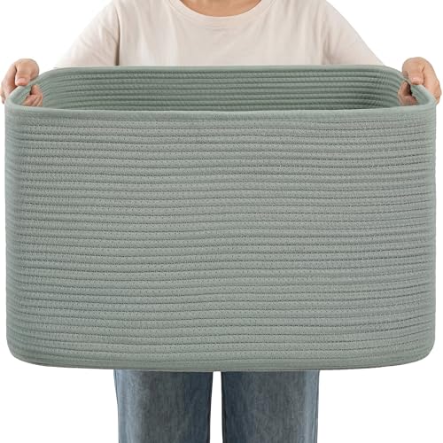 Large Laundry Basket/Hamper, 25"x16"x16" Green Rectangle Basket - color: Green, size: 108L