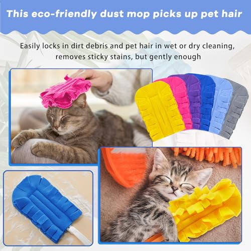 12 Pcs Reusable Duster Refills Washable Pads, Bright Color - color: Bright Color