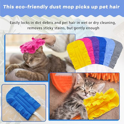 12 Pcs Reusable Duster Refills Washable Pads, Bright Color - color: Bright Color