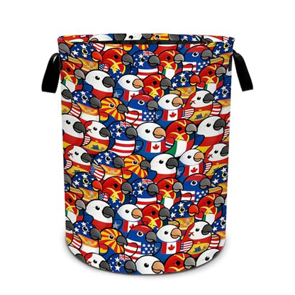 Parrot Laundry Basket Waterproof Laundry Hamper Foldable Laundry Bag with Handles for Bedroom, Bathroom, Office, Clothes Storage - color: Parrot