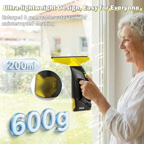Window Vacuum Squeegee Cordless, Electric Window Cleaner Kit with 11" Squeegee Blades, 2000Pa Vacuum Squeegee with 45min Battery Life & 200ml Water Tank, Suitable for Windows, Mirrors