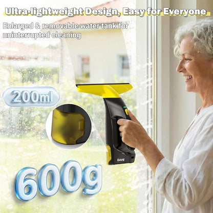 Window Vacuum Squeegee Cordless, Electric Window Cleaner Kit with 11" Squeegee Blades, 2000Pa Vacuum Squeegee with 45min Battery Life & 200ml Water Tank, Suitable for Windows, Mirrors