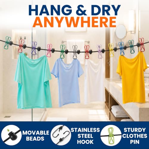 Travel Laundry Detergent Sheets and Elastic Travel Clothesline – Laundry Detergent Sheets 50-Count + Strong Portable Clothesline for Hotels, Cruises & Camping, Trips & Small Spaces - style: Pocket Sheets+Heavy Clothesline