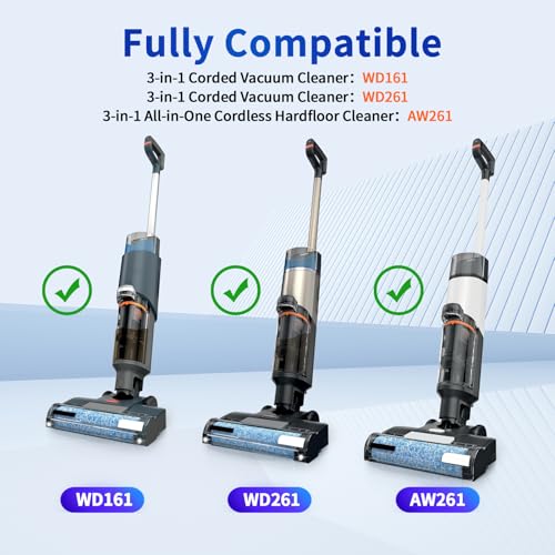 9 Pcs WD161 Replacement Brushroll and Filter Compatible with Shark Hydrovac - color: WD161,261