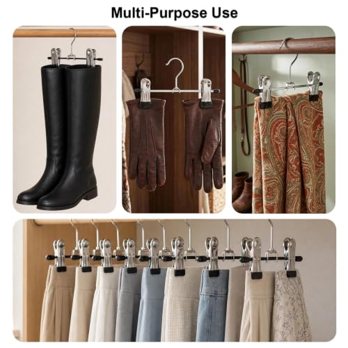 Adjustable Stainless Steel Shoe Rack Pants Folder Multi-Functional Portable Travel Laundry Washing Machine Rack Hooks Socks Clip Boot Hanger Set of 6 (6) - color: 6