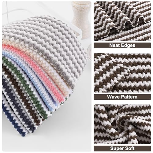 Homaxy 12 Pack Coral Velvet Dish Cloths, 10 x 10 inches, Brown - color: Brown, size: 10 x 10 - 12 Pack