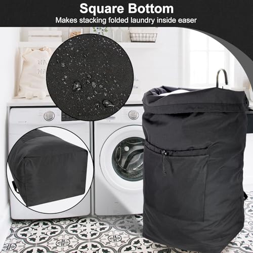 Laundry Bag Backpack, Soft Padded Straps & Drawstring, Black, XX-Large - color: Black, size: XX-Large