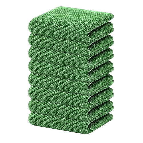 Homaxy 100% Cotton Waffle Weave Kitchen Dish Towels 8-Pack, Grass Green - color: Grass Green, size: 13 X 28 - 8 Pack