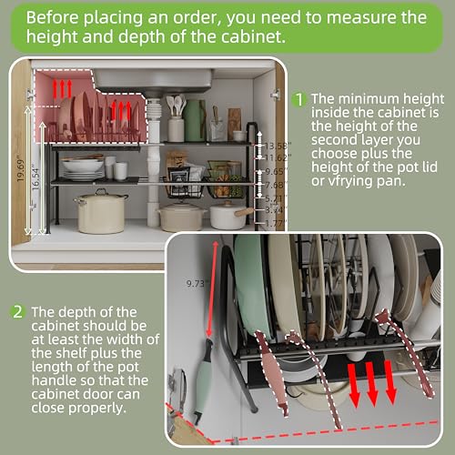 NETEL Expandable Under Sink Organizer，Pot and pan Organizer Under Cabinet - size: Multi-functional with pot holder