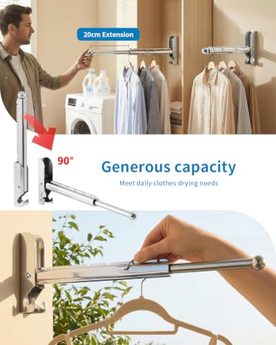 BaiNong Pull Out Wall Mounted Clothes Drying Rack Silver 13" Foldable - color: 13"silver