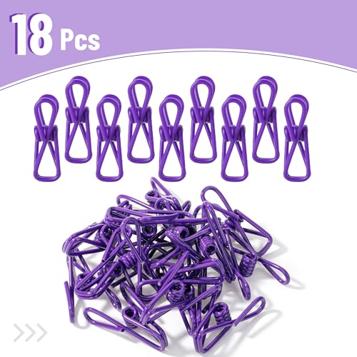 Mr. Pen- PVC-Coated Utility Clips, 2 Inch, 18 Pack, Purple - color: Purple