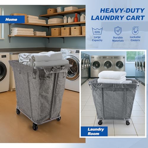 PLKOW 320L Rolling Laundry Cart with Wheels, Grey - color: Grey-320L