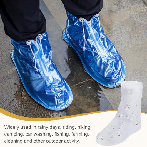 HARFINGTON Waterproof Shoes Cover L (US 6) Rain Galoshes w Double Buckle - color: White, size: L (US 6)