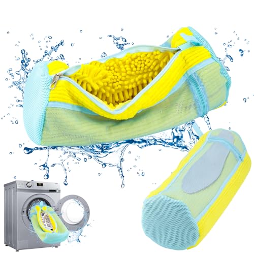 Shoe Washing Machine Bag 2 Pcs Reusable Shoe Cleaning Bag for Sneaker Tennis Shoes Cleaner Kit Laundry Shoe Bag for Washer and Dryer (Yellow, Large) - color: Yellow, size: Large