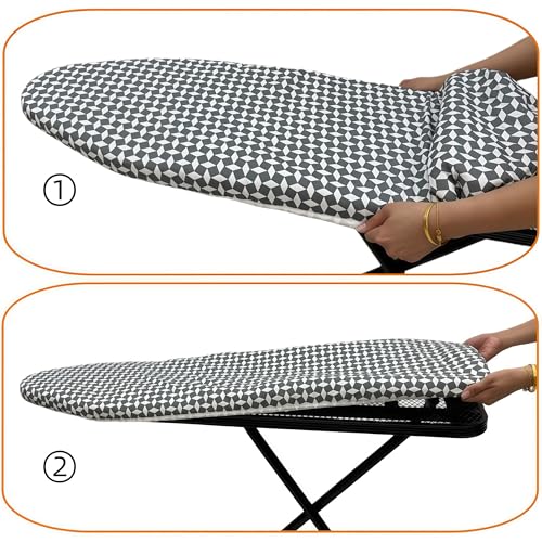 Ironing Board Cover and Pad,13x43In Sewn-in Thick Feltpads - color: 13x43in-white Diamond Grid