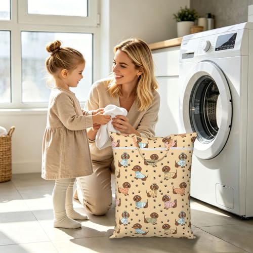 Dachshund Travel Laundry Bag Washable Dirty Clothes Bag for Gym - color: Dachshund