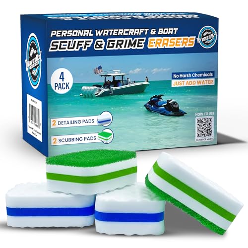 WAVESRX Marine Scuff and Dirt Eraser Sponges for Boats, Jet Ski & PWC | Magic Cleaning Pads Effortlessly Remove Deck Marks, Scratches, Black Streaks and Grease | No Harsh Chemicals