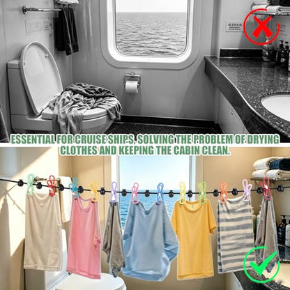 Magnetic Portable Travel Clothesline Set with Clips Essentials for Camping