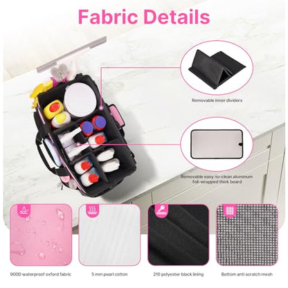 JKAOO Large Wearable Cleaning Caddy Bag with Handles, Pink - color: Pink