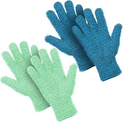 Patelai 2 Pairs Microfiber Gloves for Plants,Blue, Grass Green,Large - color: Blue, Grass Green, size: Large (2 Pairs)