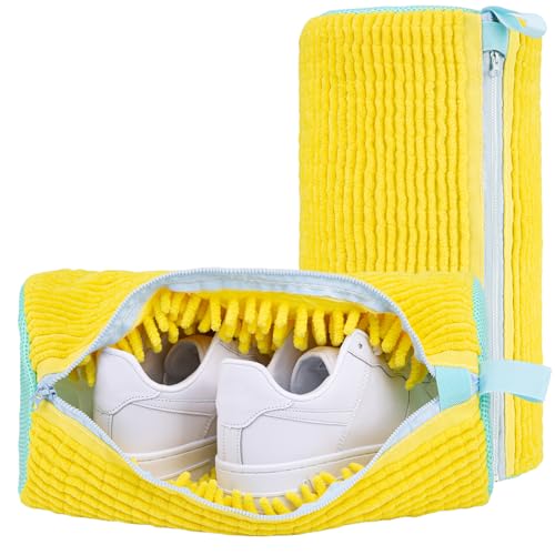 Shoe Washing Machine Bag: 2 Pack Reusable Shoes Cleaning Bags, Light Yellow - color: LightYellow