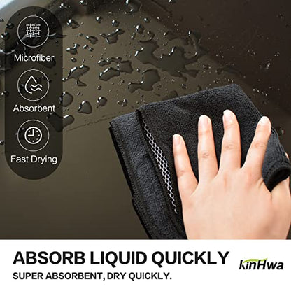 KinHwa Dish Cloths for Washing Dishes with Scrub Side, Microfiber Dish Rags - color: Black, size: 12inchx12inch