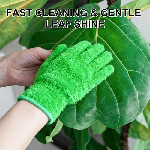 M METERXITY Dusting Gloves, Reusable Washable Mittens for Plants/House/Cars/Blinds Dusting, Leaf Cleaning Glove Mittens - color: Dark Green, size: 7 x 9.5 cm