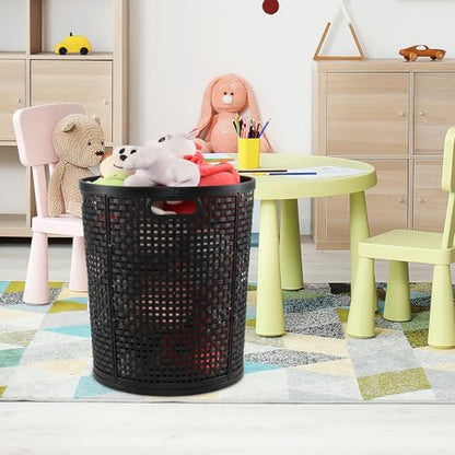 Vababa 40 L Tall Plastic Laundry Basket, Clothes Laundry Hampers, Black
