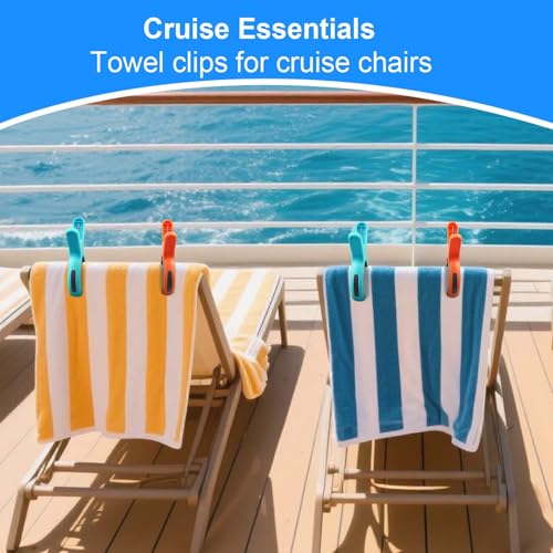 8 PCS Large Beach Towel Clips for Beach Chair, Heavy-Duty Plastic Clothes Pins, Towel Clips for Beach Chairs Cruise-Keep Your Towel from Blowing Away, Vacation Beach Must Have Beach Chair Clips - color: Blue-orange