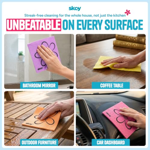 Skoy Cloth, 8-Pack Versatile Swedish Dishcloths for Kitchen and Household Use, Reusable Cleaning Cloths, Planet-Friendly, Dishwasher and Dryer-Safe, Orange - color: Orange, size: 8-Pack