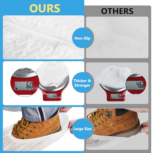 squish 200 Pack Shoe Covers Disposable Non-Slip, White Non-Woven Fabric Boot Covers for Indoors Breathable Slip Resistant Durable Boot&Shoes Cover, Protector Covers Fits Virtually Most Shoes - color: White