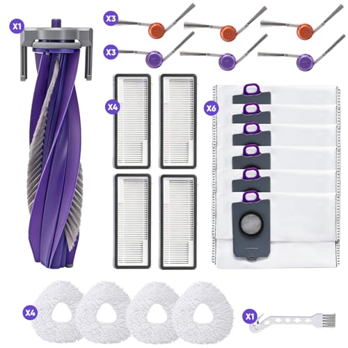 22 PCS Replacement Accessories Kit for Narwal Freo Z10 Ultra/Narwal Freo Z10 Robot Vacuum Cleaner,1 Main Roller Brush, 6 Dust Bags, 4 Filters, 4 Mop Pads, 6 Side Brushes, 1 Clean Tool - color: Ktis