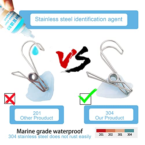 12+2 PCS 304 Stainless Steel Short Tail Hanger Clip with Hook, Durable Hanging Clips, Heavy Duty Multifunctional Hangers Use for Display Storage Items