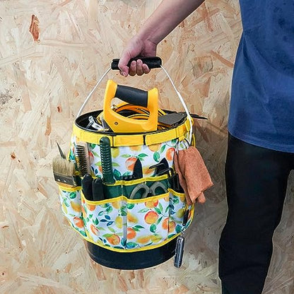 MELOTOUGH Bucket Caddy Organizer Bucket Tool Organizer for Garden Tools Fit 3.5 to 5 Gallon Bucket (Yellow Flower) - color: Yellow Flower