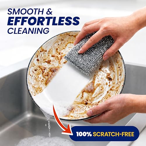 SCRUBIT Scrub Sponges for Kitchen, Non-Scratch Dish Sponges, Heavy Duty Steel Wool Scrubber Sponges Kitchen & Dishes Scrubbers (2)