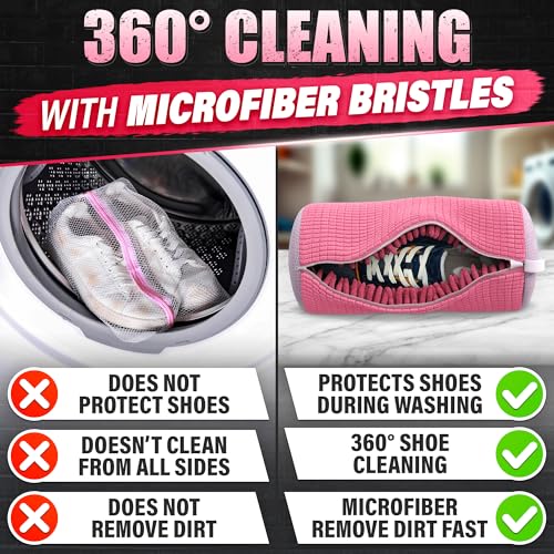 2 Pcs Reusable Shoe Washing Machine Bag, XXL with Zipper, Pink - color: Pink