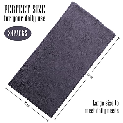 Sunny zzzZZ 24 Pack Kitchen Dishcloths - Does Not Shed Fluff - Reusable Dish Towels, Dish Cloths, Super Absorbent Coral Fleece Cleaning Cloths, Nonstick Oil Washable Fast Drying, 10 x 20 Inch (Grey) - color: Grey, size: 10 x 20 Inch