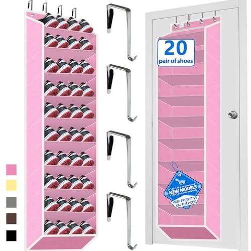 10 Tiers Shoe Organizer for Closet, 20 to 30 Pairs Shoe Rack Door - color: Pink